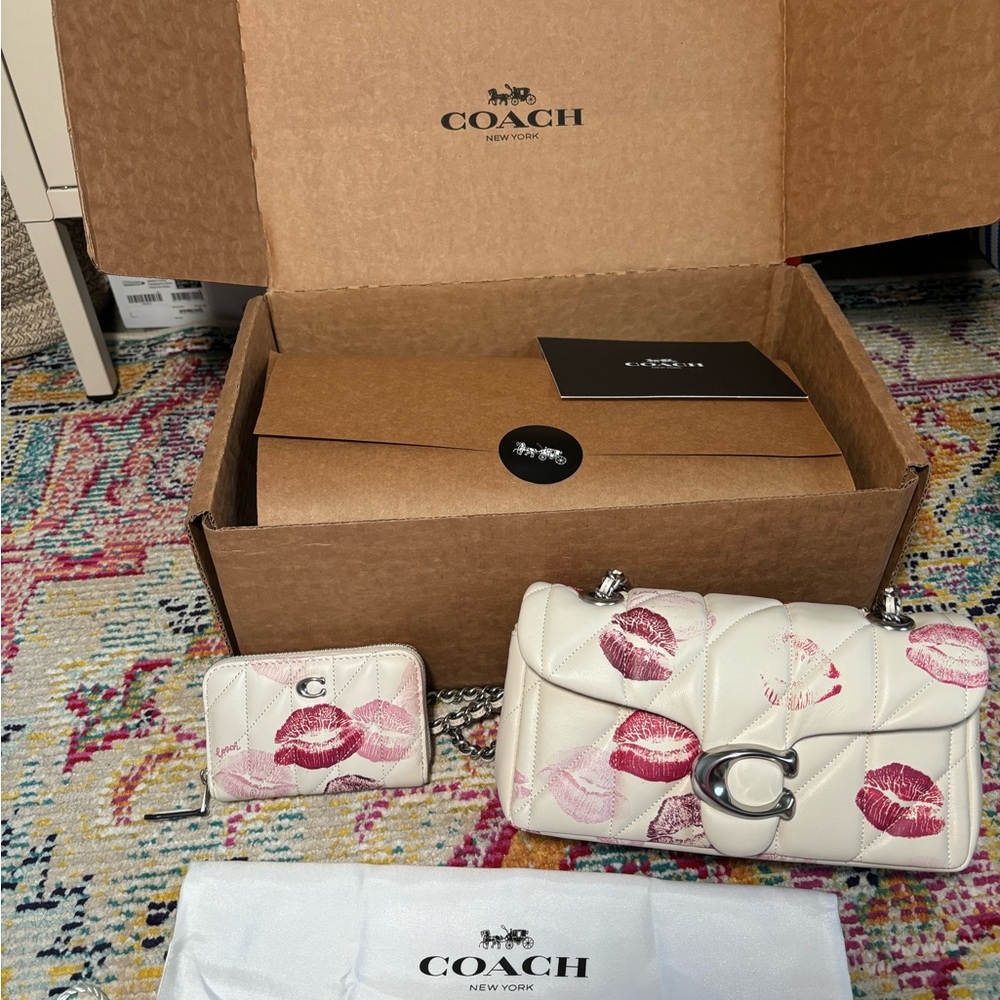 Coach Tabby 20 Lip Print Bag + Wallet